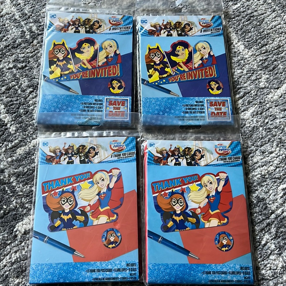 NWT DC SuperHero Birthday Invitations and Thank You Cards